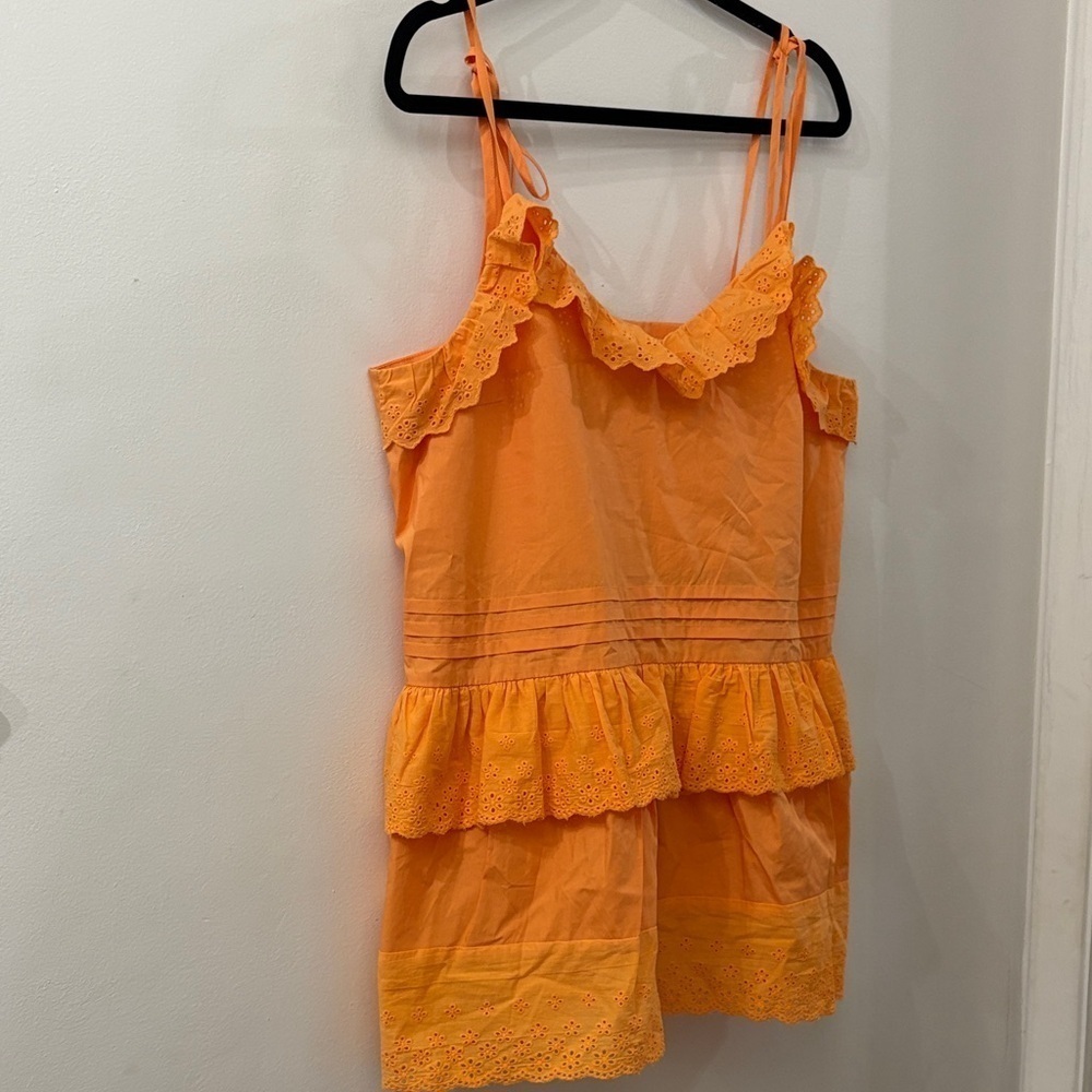 Anthropologie Mare Mare Orange Spaghetti Strap 100% cotton top- tiered
